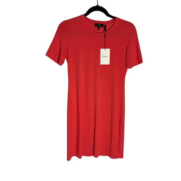 NWT Theory Neon Pink Cherry T-Shirt Dress-sz Small - Picture 2 of 7